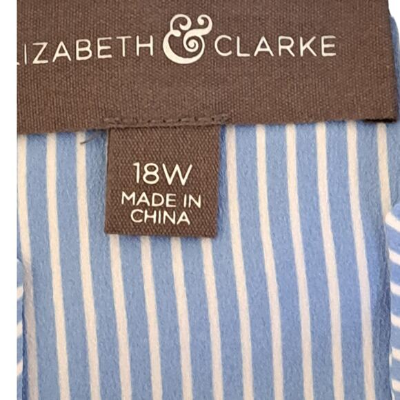 NWT Elizabeth & Clarke Sky Blue Stripe Asymmetrical Sleeveless Dress Size 18W - Picture 9 of 10